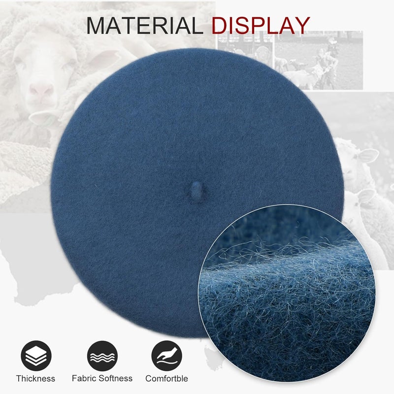 Sumolux Women Beret Hat Wool Vintage French Solid Color Classic Winter Cap - Image 3